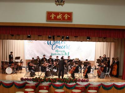 "The Blue Danube Waltz" and "A Whole Lot of Symphony Themes" presented by the School Orchestra remarked the grand commencement of the musical night.