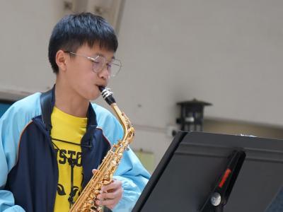 Mesmerising saxophone solo by Ryan Lee (9A) at Lunch Time Concert.