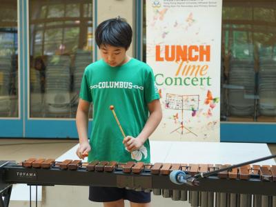 Virtuoso from our talented percussionist Brian Liang (9D) at Lunch Time Concert.