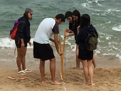 Measuring beach morphology in Tung Wan, Cheung Chau