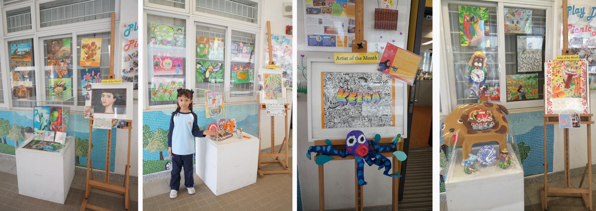 Students selected as “Artist of the Month”and their outstanding artworks were on display
