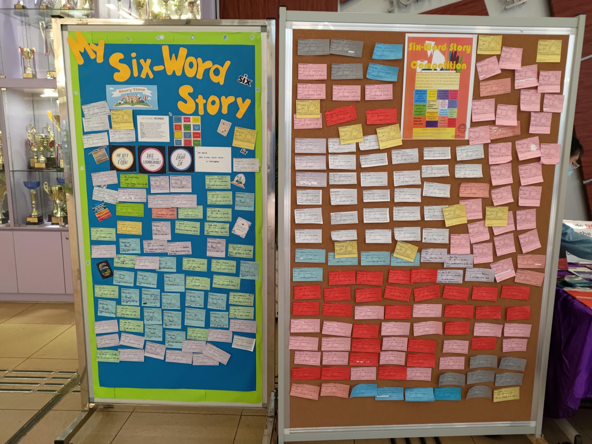 Students composing 6-word stories for a whole-school English activity